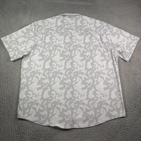 Huk Kona Shirt Mens 3XL Gray Fishing Performance Stretch Button Down Camo Print - Picture 5 of 8